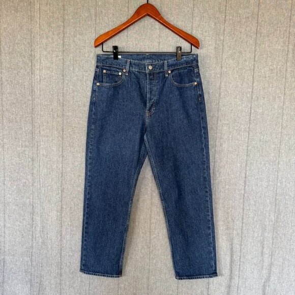 Gap Cheeky Straight High Rise Dark Indigo Blue Denim Button Fly Jeans Size 12 - Picture 1 of 14